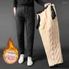 Herrbyxor Autumn Winter Warm Fleece Men 2023 Tjock Casual Thermal Sweatpants Mane Trousers Brand High Quality Fashion Joggers