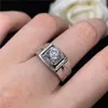 Cluster-Ringe aus reinem 18 Karat Weißgold, männlicher Ring, 1 Karat Diamant, Herren-Hochzeit, Liebesversprechen, Schmuck, Geschenk für Ehemann