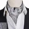 Krawaty szyi hi-tie 100% jedwabne dorosłe męskie krawat krawata czarny czerwony paisley ascot cravat dla mężczyzn shrunk self brytyjskie dżentelmen banie się 231013