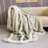 Blankets New Winter Faux-fur Thickened Plush Blanket Flannel Imitation Fox Fur Warm Soft Blanket for Bed Double King Size Throw Blanket HKD230922