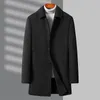 Herr ull blandar eleganta trenchrockar för män 2023 Autumn Winter Black Grey Casual Fashion Business Office Man Long Windbreaker Jackets 230921