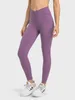 LU-720 Spring and summer new cross-waist sports tights women's double side pocket no T line yoga pants