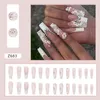 Faux ongles à bords blancs, longs carrés, sans vernis, utilisation durable, ensemble de manucure pour soirées dansantes, voyages de week-end