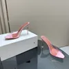 Amina muaddi Alexa Glass Slipper Stiletto Talons hauts sandales mules PVC femmes de luxe transparent Designer bout ouvert Slip sur chaussures de soirée chaussures d'usine