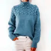 여자 스웨터 하이 목 목걸이 긴 슬리브 스웨터 여성 니트 스웨터 여성 의류