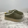 Tasman Terlik Kestane Kürk Slaytlar Koyun derisi Shearling Tazz Yeni Katırlar Kadın Erkekler Ultra Mini Platform Bot Slip-On Ayakkabılar 35-45