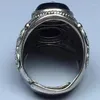 Klusterringar Natural Agate Jade Ring med 925 Sterling Silver för män Kvinnor stora smycken