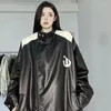 Vrouwen Lederen Streetwear Y2k PU Jassen Voor Vrouwen Groen Varsity Bomber Uitloper Jas Faux Jas Retro Oversize Racing Tops