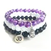 MG0854 New Deisgn Natural Aquamarine Braceelt Top Grade Black Tourmaline Om Bracelet Trendy Amethyst Buddha Charm Bracelet282c