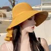 Cappelli a tesa larga Cappelli Panama Protezione UV Protezione solare da spiaggia Donna Protezione solare Estate Bowknot Secchio da esterno