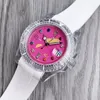 Glass Crystal Series High Quality Men's Super Luminous Casual Sports Watch Automatic Two Movement Options Sapphire Magnifying Glass Fluorine Rubber Strap