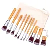 Makeup Borstes Tools 6/11st Natural Bamboo Handle Set High Quality Foundation Blending Cosmetic Make Up Tool With Cotton Bag 230922