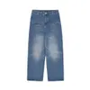Neue Designer-Jeans, High-Street-Fashion, gebundene Marke, Vordertasche, gewaschen, alte, gerade, lockere, lässige Jeans