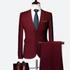 Garnitury męskie czerwone garnitury dwa przyciski Slim Fit Plus nawóz, aby zwiększyć młodzieżowy biznes profesjonalny formalny noszenie ślub na obiad Blazer