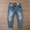 Мужские джинсы Стильный хлопковый деним с винтажным пэчворком на осень