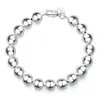 Brins de perles marques de mode 925 en argent Sterling classique 10MM bracelet de chaîne de perles pour homme femme fête de mariage cadeaux de noël Fi226M