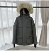 MEN Women Designer Down Real WLF Fur Jackets Goose Down Jacket jas