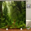 Rideaux de douche Forêt paysage naturel rideau de douche plante verte arbre paysage 3D impression salle de bain rideaux imperméable Polyester décor à la maison 230922