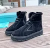 Damen Nylon Booties Herbst Winter Hochzylinder Wolle Warm Wildleder Bootie Schneestiefel Mode Lässig Leder Gepolstert Nappa Sneake