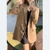 Women's Suits Autumn Style Simple Retro Coffee Color Long-sleeved Suit Jacket Female Temperament High-end Casual Small