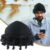 Berets Men Bandana Hat Hop Style Black Cotton Turban Hats With Burr Trim Twisted Tail Fringe For Unique Hair Accessories Elastic