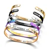 Bangle Personalization Bracelet for Women C Shaped Letter Engraved Text Mantra Cuff Stainless Steel Jewelry Gifts 230922