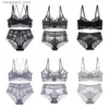 Bras Sets Ladies High Rise Panties Bra Set Sexy Lace Embroidered Underwear Women Elasticity See Through Lingerie Set 2pcs/Pack CYHWR Q230922