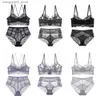 BH's Sets Dames Hoge taille slipje Bh-set Sexy kant Geborduurd ondergoed Dames Elasticiteit Doorzichtige lingerieset 2 stks/pak CYHWR Q230922