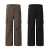 High Street Fashion Brand Personalized Pleated Large Pocket Work Pants Loose Straight Tube Casual Pants