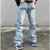 Jeans masculinos 2023 y2k moda zíper retro lavado baggy flare calças de brim homens streetwear hip hop perna larga calças jeans retas ropa hombre j230922