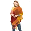 Scarves European And American Style 2023 Autumn Winter Women's Shawl Thick Tassel Yarn Large Plaid Cloak Jh31