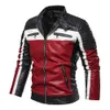 Männer Leder Faux Männer Gelb PU Jacke Patchwork Biker Jacken Casual Zipper Mantel Männliche Motorrad Slim Fit Pelz Gefüttert outwear 230922