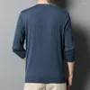 Men's T Shirts Round Neck Knitted T-shirt Spring And Autumn Rhombus Fashion Casual Long-sleeved Warm Cashmere Male Tees