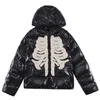 Heren Down Parka Mode Verdikte Parka Mannen HarajukuBright Skeleton Patch Gewatteerde Jas Winter Warm Katoen Casual Jas Straat Paar Dragen 230921