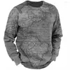 Men's Hoodies Sweatshirt Pullover Blue Purple Brown Green Gray Crew Neck Nautical Map Graphic Prints Print Daily Sports Holiday 3D