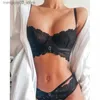 Bh's sets Comeondear ondergoed dames sexy erotische korte set plus size sensuele lingerie bloemen kanten push-up bh en panty bilizna set Q230922