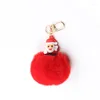 Porte-clés Creative Silicone Santa Hairball Porte-clés Pendentif Sac Bonhomme De Neige Chapeau De Voiture Suspendu Ornement Arbre De Noël