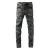 Jeans pour hommes Arrivées Retro Smoky Grey Elastic Slim Fit Ripped Washed Designer Skinny Pantalon