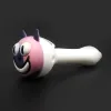 흡연을위한 어두운 재미있는 고양이 얼굴 핸드 파이프에 빛나는 실리콘 piipes pyrex spoon pipe bongs 기름 네일 zz