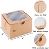Opakowanie prezentów 10pcs Kraft Paper Candy Box Favor Pvc okno ciastka ciasteczka pudełka