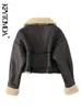 Women s Fur Faux KPYTOMOA Women Fashion Thick Warm Shearling Jacket Coat Vintage Long Sleeve Belt Hem Female Outerwear Chic Tops 230922