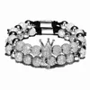 Bracelets porte-bonheur couronne de luxe hommes 8mm Micro pavé CZ rond tressé macramé Pulseira Feminina bijoux faits à la main femmes cadeau