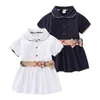 Girl Summer Princess Dresses Children Nuovo Galli di stile College Bass Beliple bambine Abito a maniche corte in cotone Abito per bambini BH23 BH23