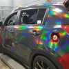 Film de vinyle noir chromé holographique pour emballage de voiture avec bulle d'air Rainbow Neo noir Chrome Wrap couvrant la feuille taille 1 52x20m Ro208W