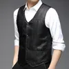 Men's Vests Fashion Faux Leather Rock Punk Vest Cosplay Costume Black Motorcycle Sleeveless Waistcoat Jacket C71 230921