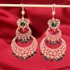Dangle Earrings Fashion Moroccan-Style Women Paired Kaftan With Shiny Tassel Pendants Inlaid Crystal Long Gold-Plated