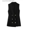 Women's Vests #5117 Spring Autumn Black Blazer Vest Doubel Breasted Waistcoat Outewear Sleeveless Jacket Slim Fit Office Vest Coat Women L230922