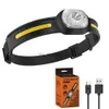 Head Lamps Boruit Mini kraftfull sensor strålkastare silikon strålkastare 5 lampor läge typ-c laddningsbart huvud ficklampa vattentätt camping hkd230922