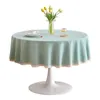 Nappe de table imperméable résistante à l'huile et lavable en tissu de table ronde avec dentelle ronde nappe ronde vêtements de table pour table à manger 230921