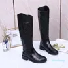 2023-Designer Boots Luxury Boot Ladies Knee High Boots Matte Läder Luxury Brand White Khaki Size Shoes 35-41
